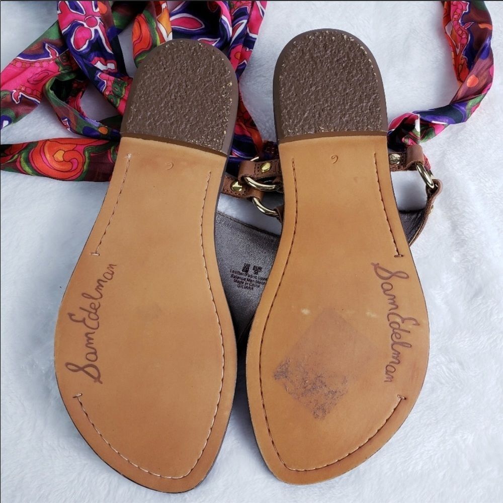Sam Edelman Giliana Leather Floral Ankle Wrap Sandals Size 6 Boho - Picture 3 of 5